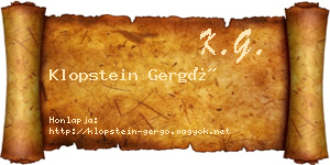 Klopstein Gergő névjegykártya